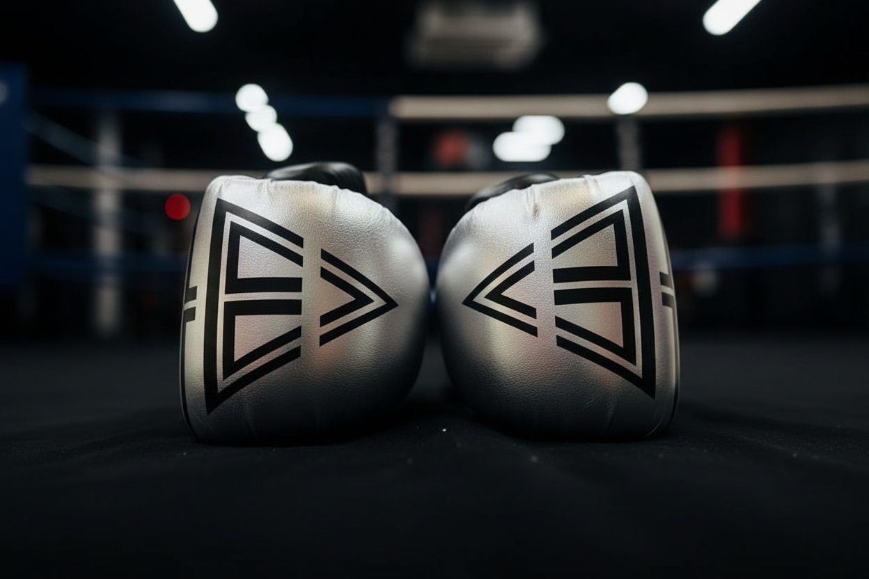 THRIAMVOS 10oz Competition Boxing Gloves – 100% Cowhide Leather, Silver/Purple