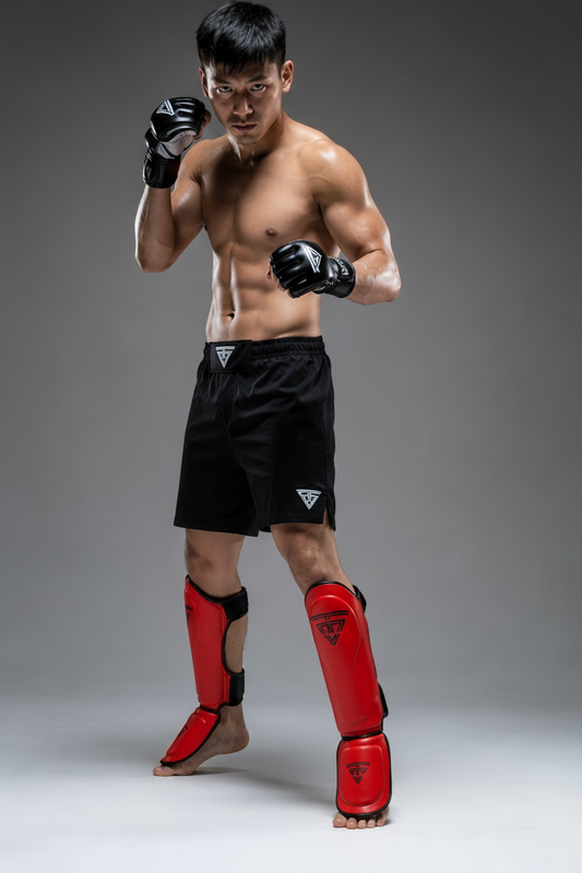 100% Cowhide Leather Shin Guards – Velcro Strap (Black Logo)
