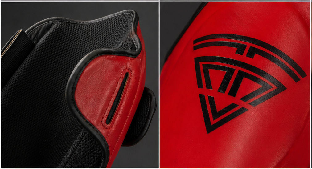 100% Cowhide Leather Shin Guards – Velcro Strap (Black Logo)