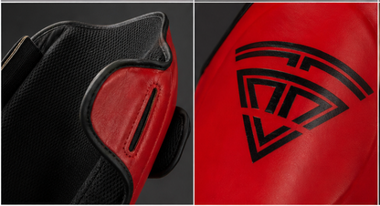 100% Cowhide Leather Shin Guards – Velcro Strap (Black Logo)
