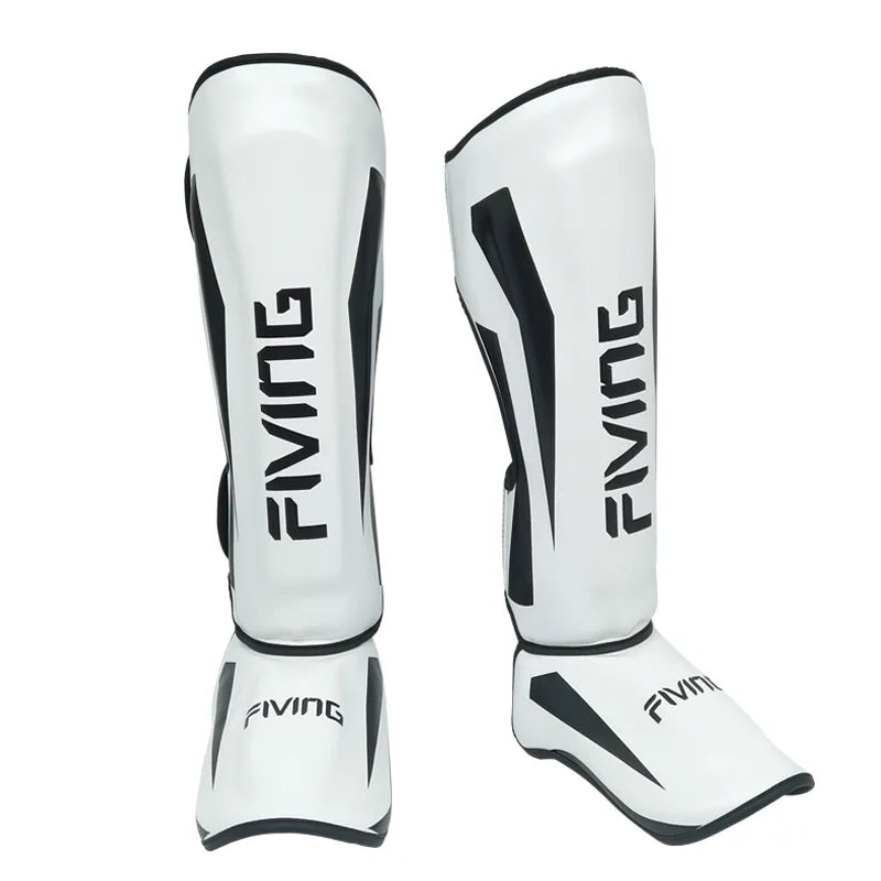 FIVING Youth/Adult Muay Thai Kick Boxing MMA Grappling Instep Shin Guard Pads Karate Foot Shank Leg Protectors Ankle Support