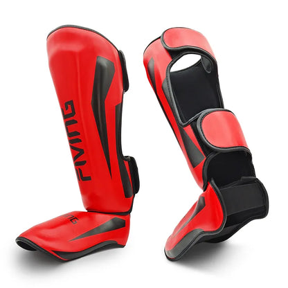 FIVING Youth/Adult Muay Thai Kick Boxing MMA Grappling Instep Shin Guard Pads Karate Foot Shank Leg Protectors Ankle Support